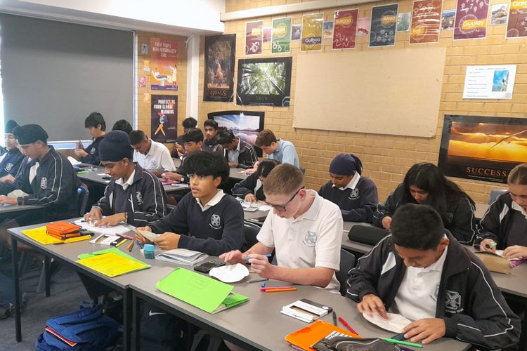 Students engaged in a mathematics lesson