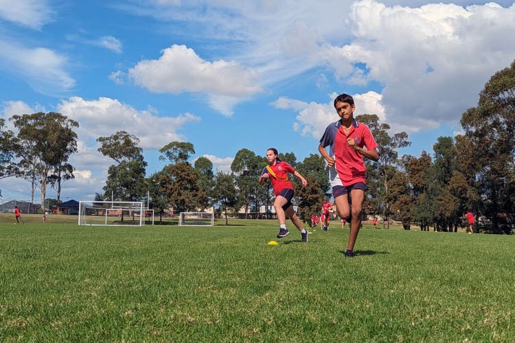 Students participating on the cross-country race